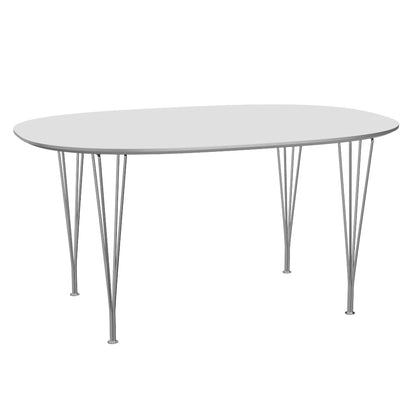 Superellipse Dining Table by Fritz Hansen - B612 / White Laminate Tabletop / Chromed Steel Base