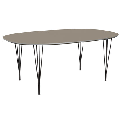 Superellipse Dining Table by Fritz Hansen - B613 / Brown Ottawa Laminate Tabletop / Warm Graphite Steel Base