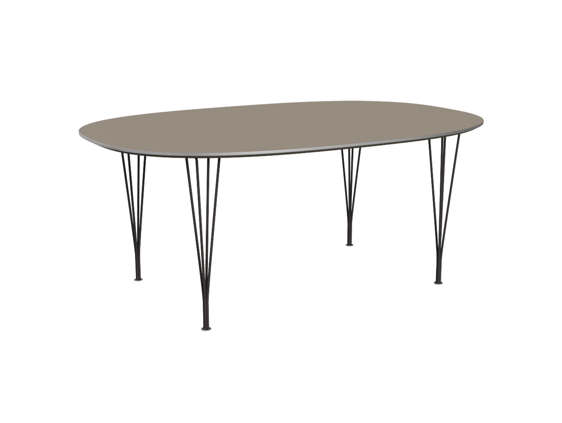 Superellipse Dining Table by Fritz Hansen - B613 / Brown Ottawa Laminate Tabletop / Warm Graphite Steel Base