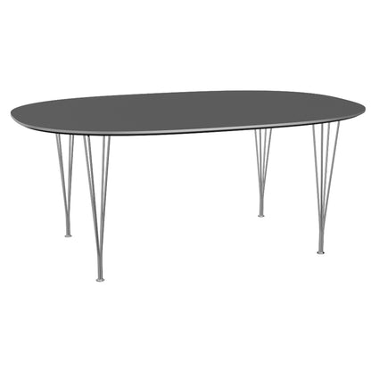 Superellipse Dining Table by Fritz Hansen - B613 / Grey Bromo Laminate Tabletop / Chromed Steel Base