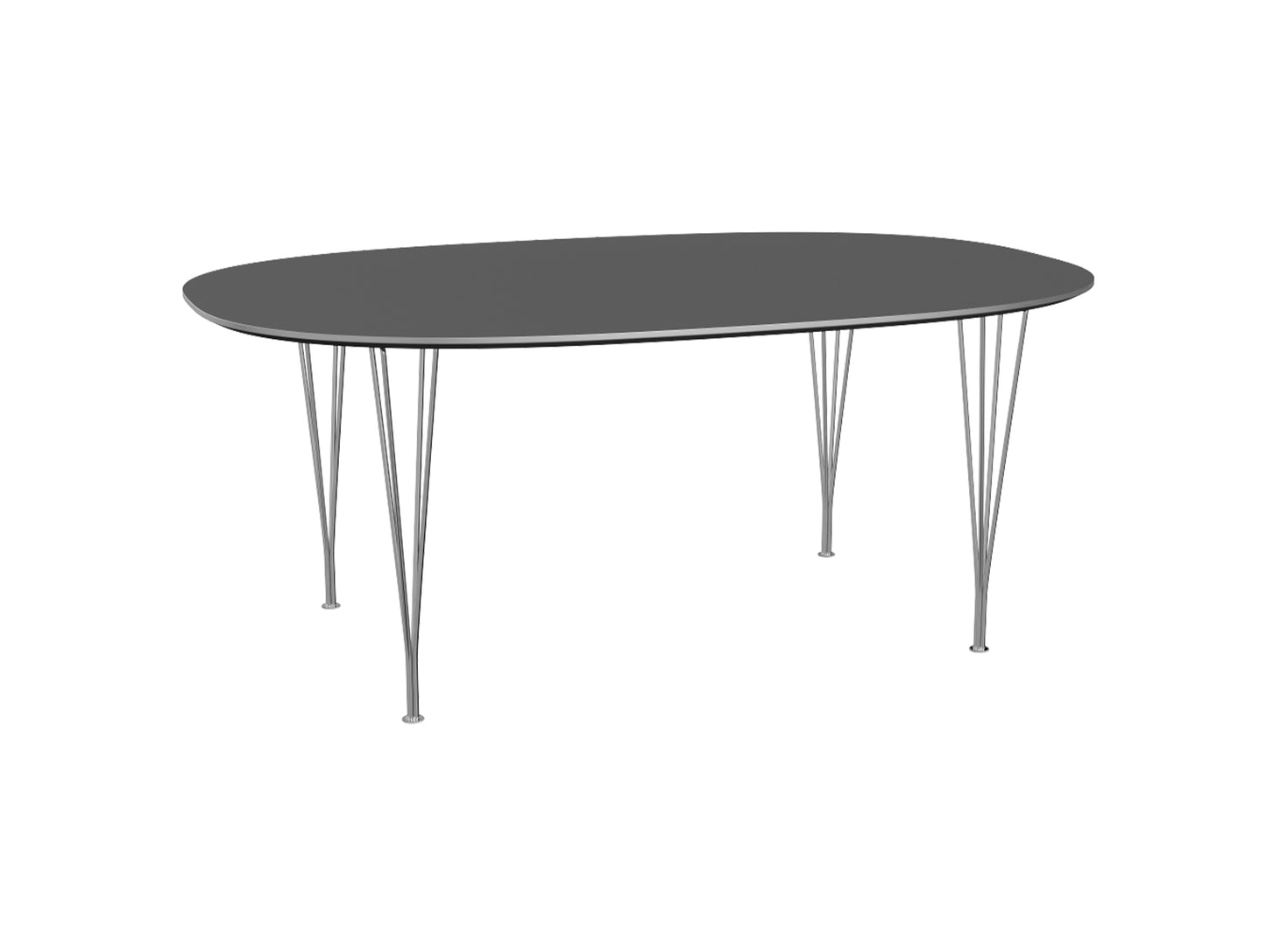 Superellipse Dining Table by Fritz Hansen - B613 / Grey Bromo Laminate Tabletop / Chromed Steel Base