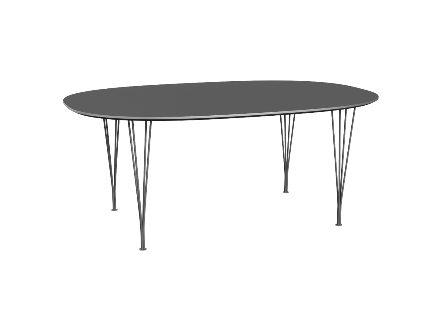 Superellipse Dining Table by Fritz Hansen - B613 / Grey Bromo Laminate Tabletop / Silver Grey Steel Base