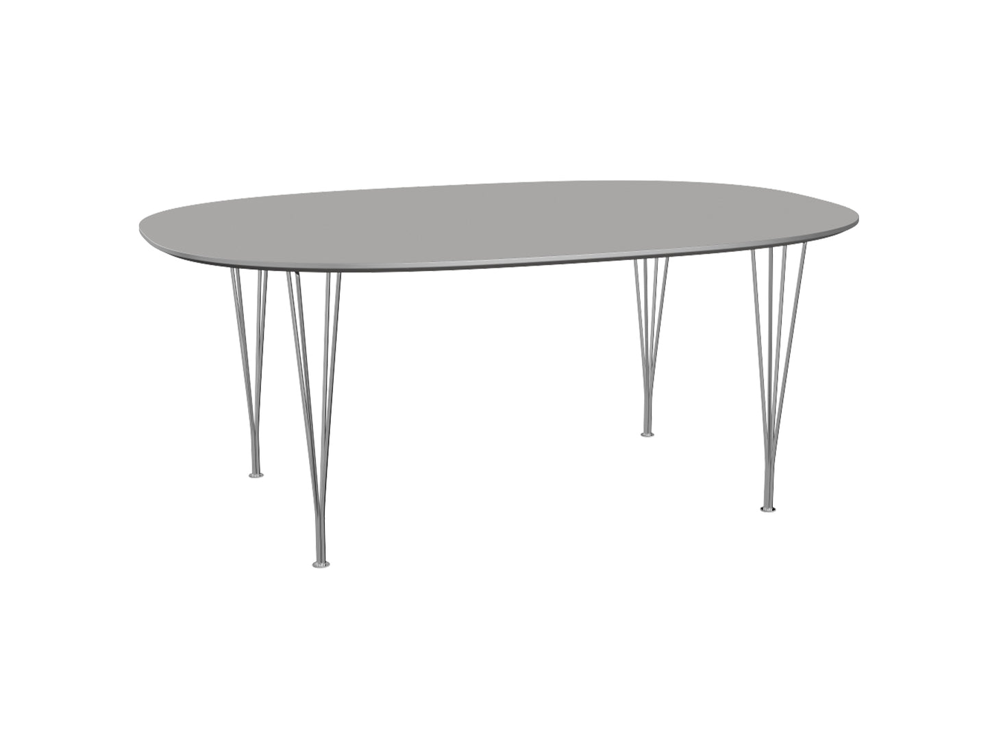 Superellipse Dining Table by Fritz Hansen - B613 / Grey Efeso Laminate Tabletop / Chromed Steel Base