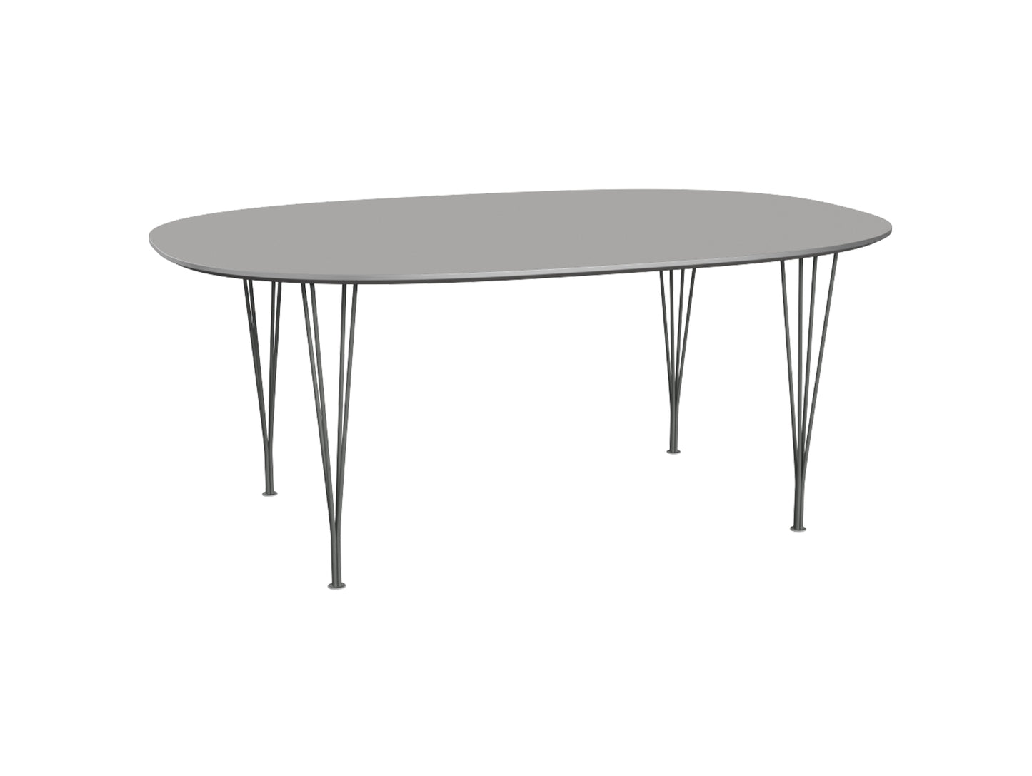 Superellipse Dining Table by Fritz Hansen - B613 / Grey Efeso Laminate Tabletop / Silver Grey Steel Base