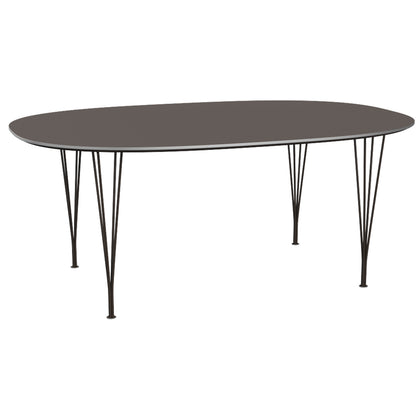 Superellipse Dining Table by Fritz Hansen - B613 / Grey Laminate Tabletop / Brown Bronze Steel Base