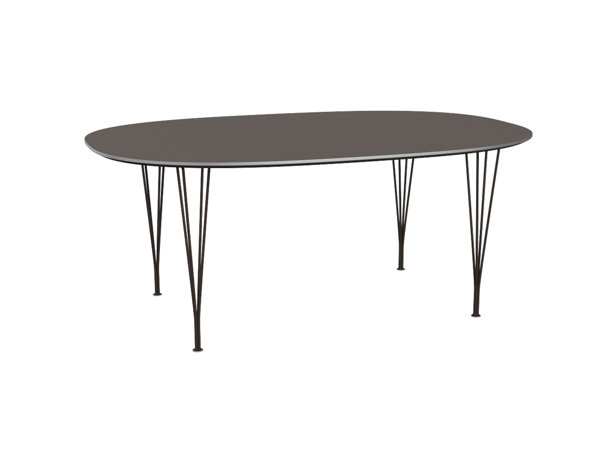 Superellipse Dining Table by Fritz Hansen - B613 / Grey Laminate Tabletop / Brown Bronze Steel Base