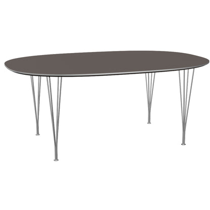 Superellipse Dining Table by Fritz Hansen - B613 / Grey Laminate Tabletop / Chromed Steel Base