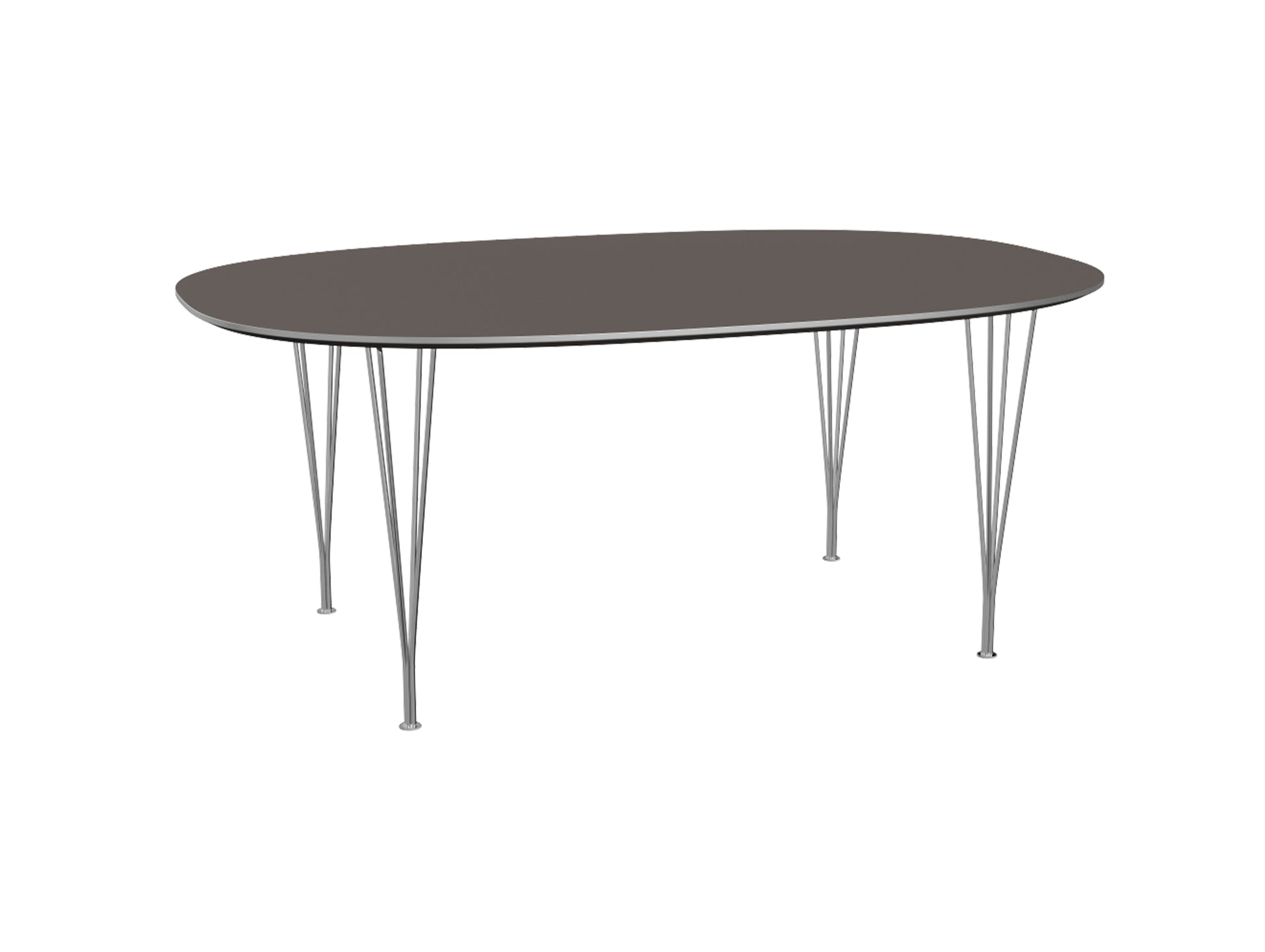 Superellipse Dining Table by Fritz Hansen - B613 / Grey Laminate Tabletop / Chromed Steel Base