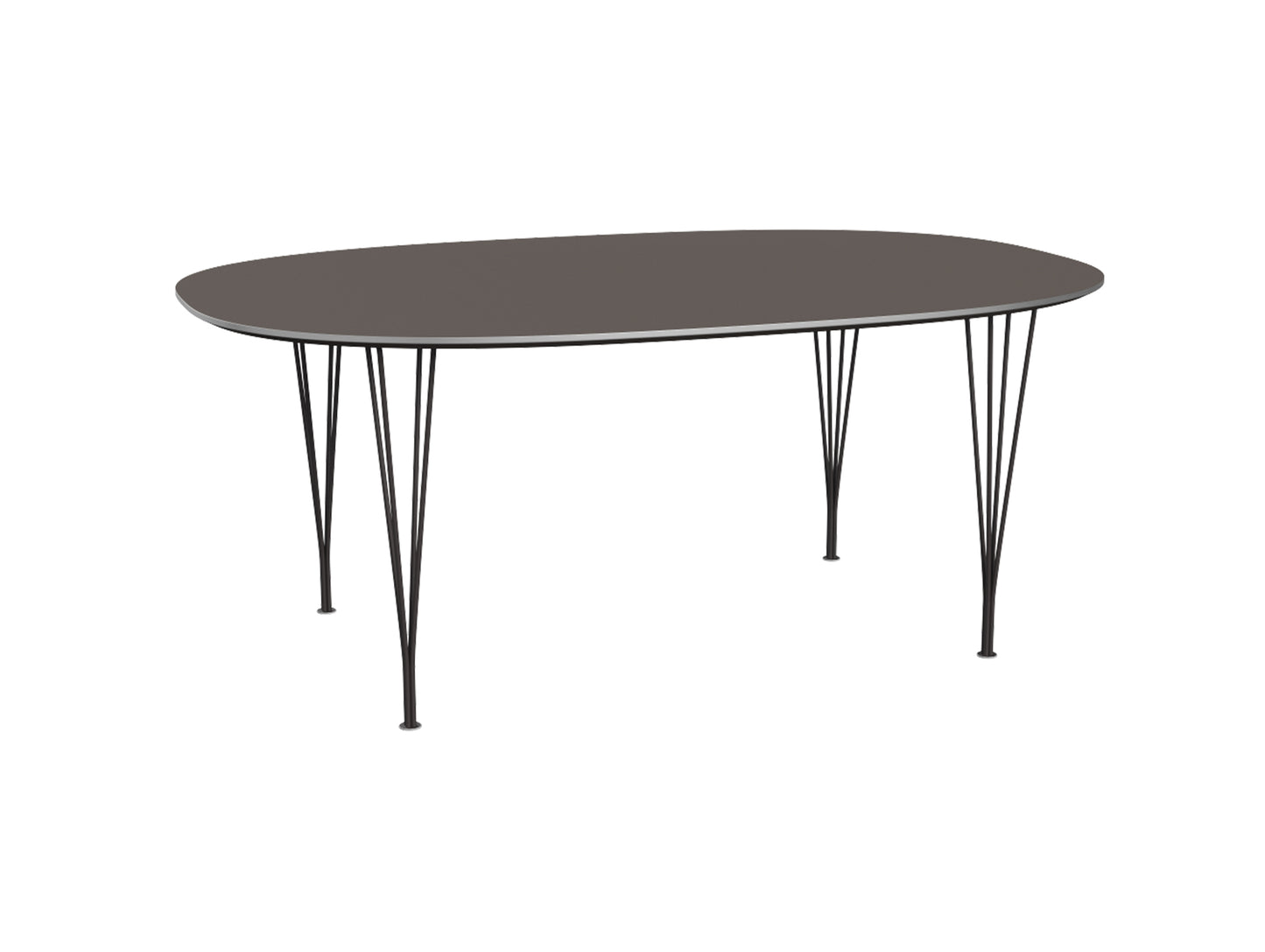 Superellipse Dining Table by Fritz Hansen - B613 / Grey Laminate Tabletop / Warm Graphite Steel Base