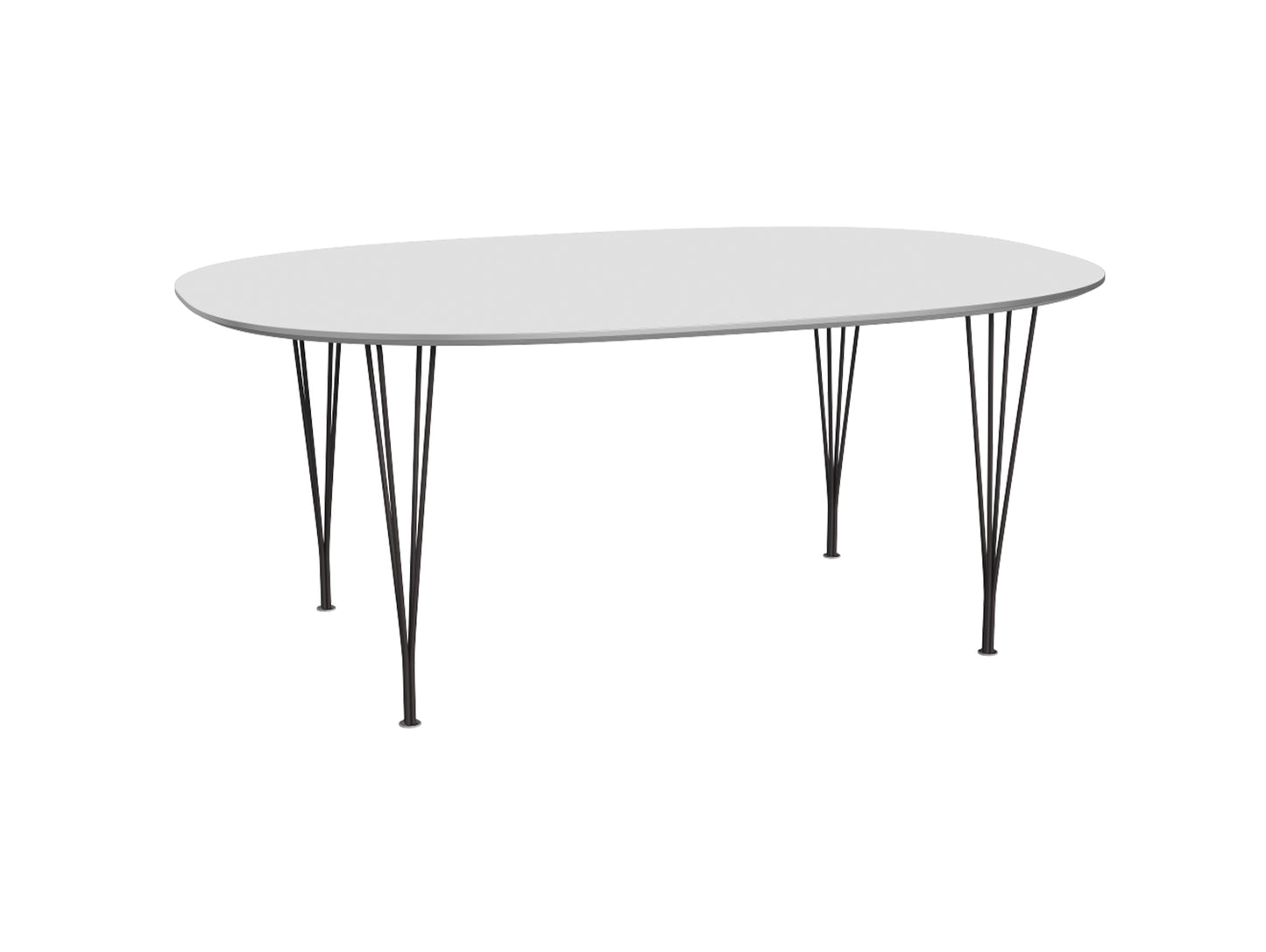 Superellipse Dining Table by Fritz Hansen - B613 / White Laminate Tabletop / Warm Graphite Steel Base