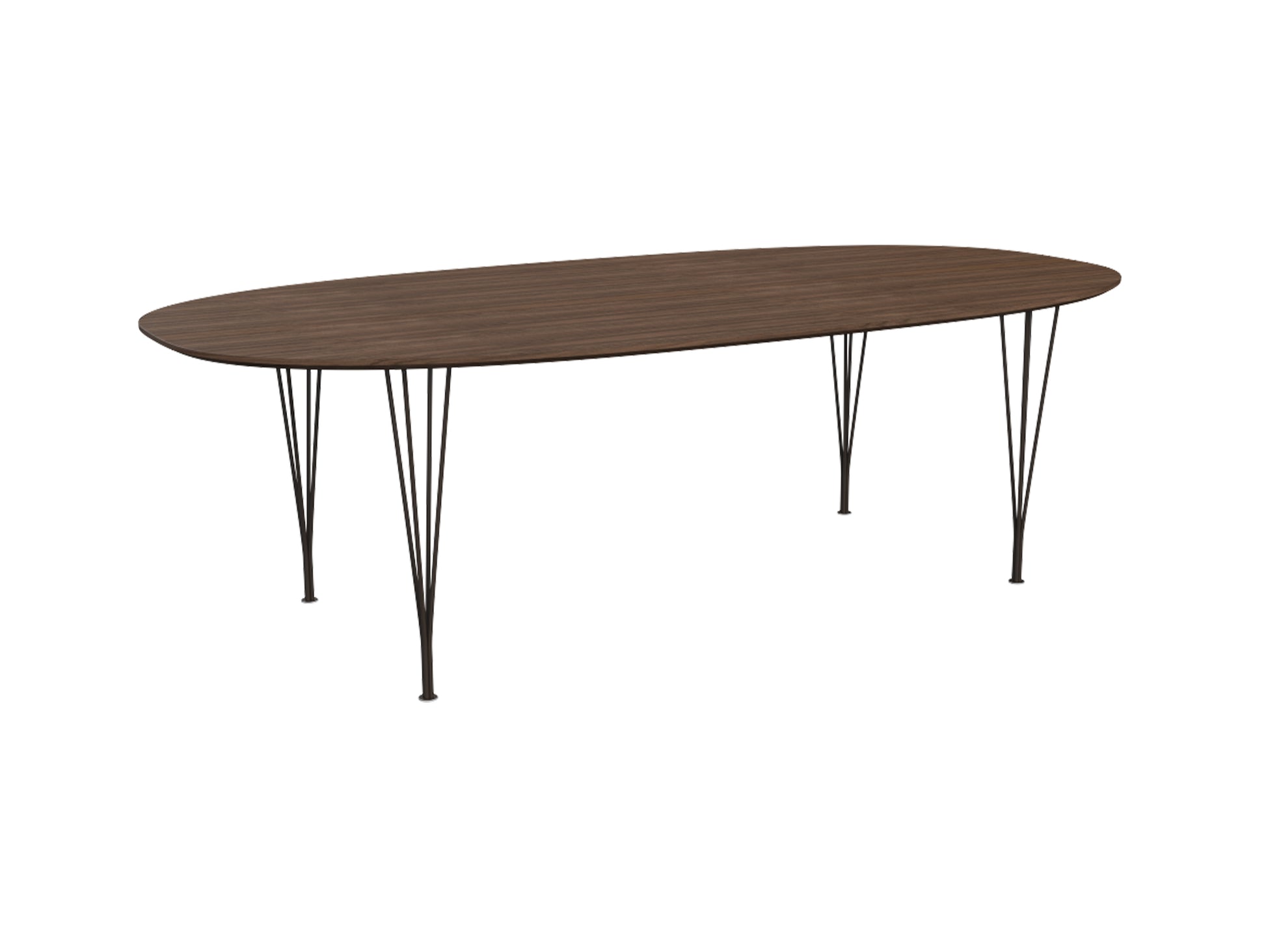 Superellipse Dining Table by Fritz Hansen - B614 / Lacquered Walnut Veneer Tabletop / Brown Bronze Steel Base