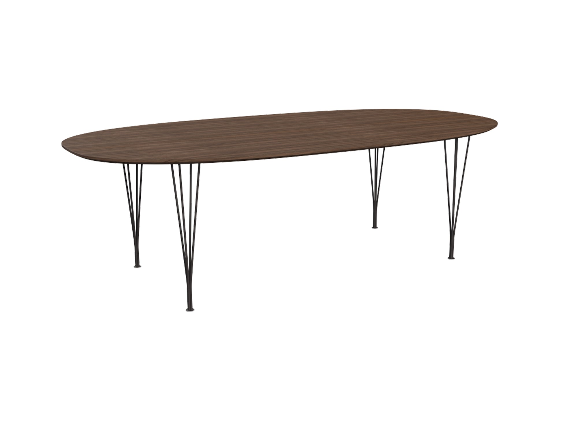 Superellipse Dining Table by Fritz Hansen - B614 / Lacquered Walnut Veneer Tabletop / Warm Graphite Steel Base