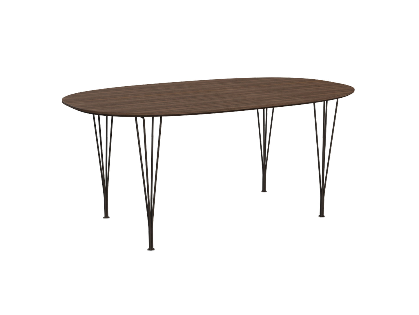 Superellipse Dining Table by Fritz Hansen - B616 / Lacquered Walnut Veneer Tabletop / Brown Bronze Steel Base