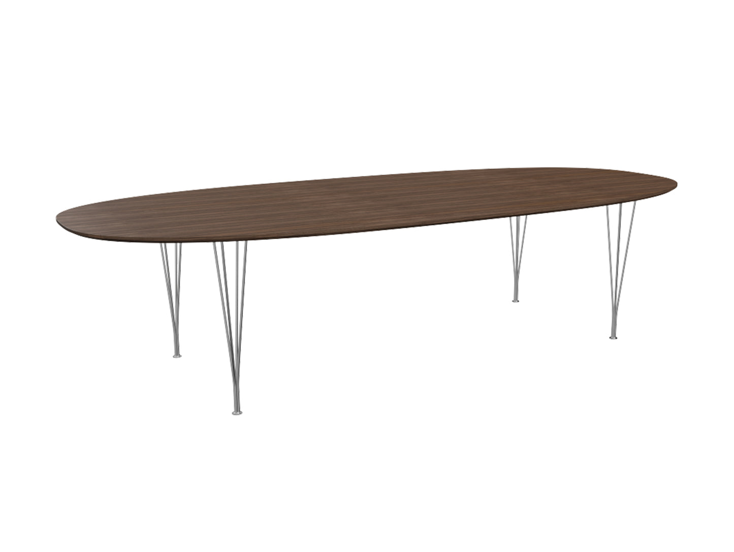 Superellipse Dining Table by Fritz Hansen - B617 / Lacquered Walnut Veneer Tabletop / Chromed Steel Base