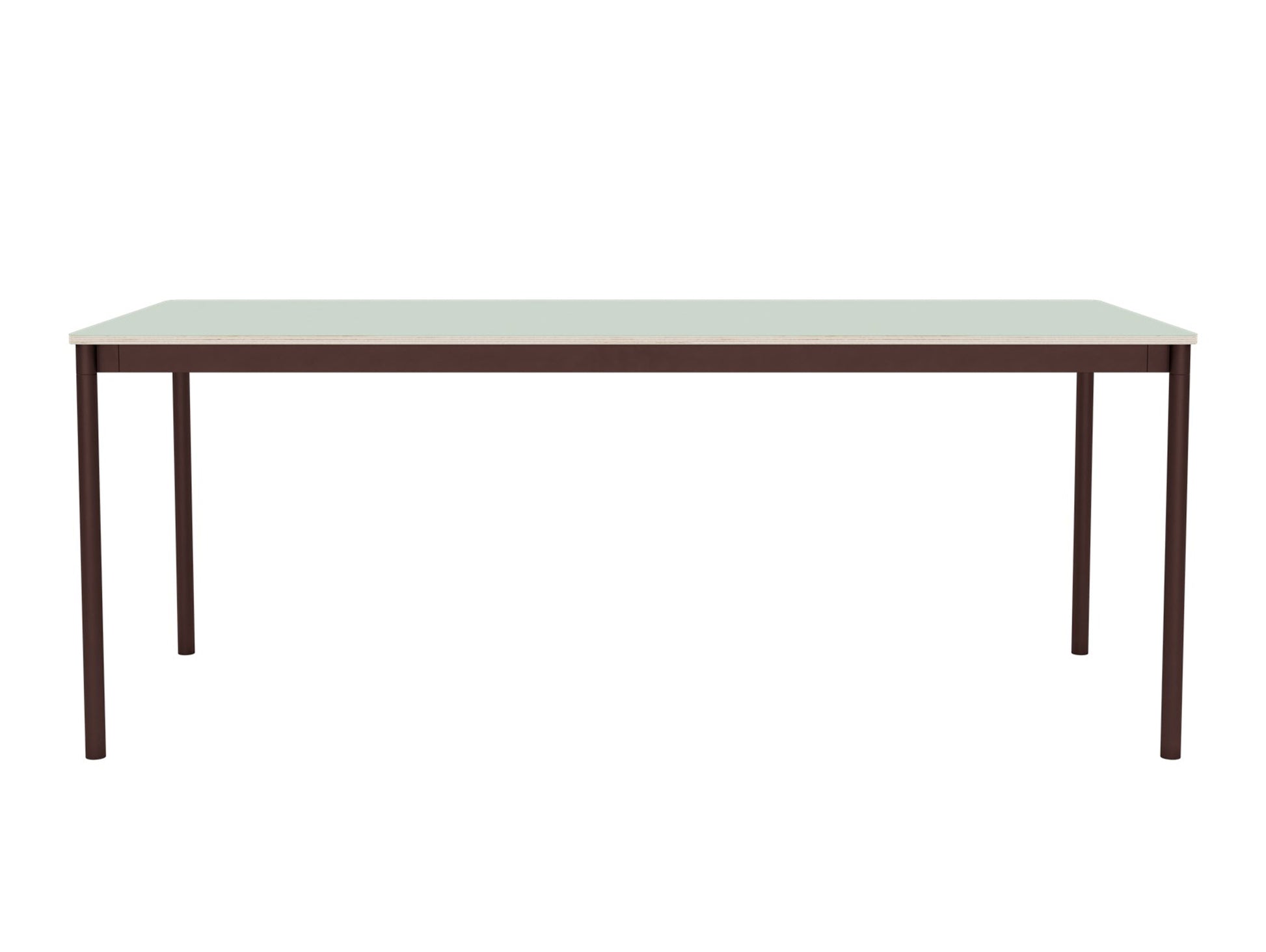 Base Table by Muuto - 190x80 / Light Green Laminate / Plywood Top with Brown Red Legs