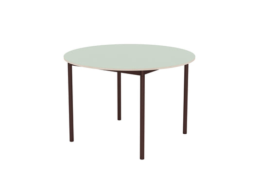 Base Table by Muuto - D110 / Light Green Laminate / Plywood Top with Brown Red Legs