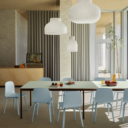 Base Table by Muuto - 300x110 / Light Green Laminate / Plywood Top with Brown Red Legs