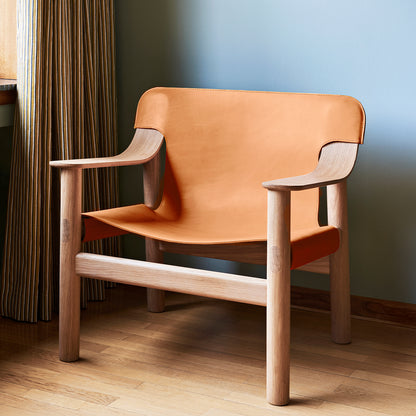 Bernard Easy Chair by HAY - Lacquered Oak (Water-Based) / Brandy Leather Cover