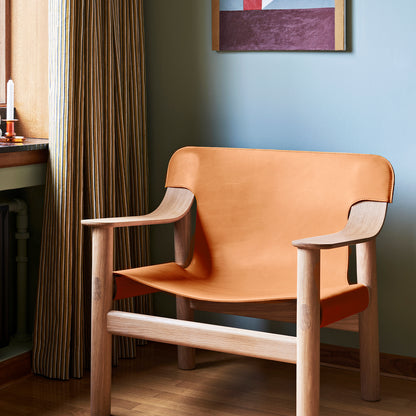 Bernard Easy Chair by HAY - Lacquered Oak (Water-Based) / Brandy Leather Cover