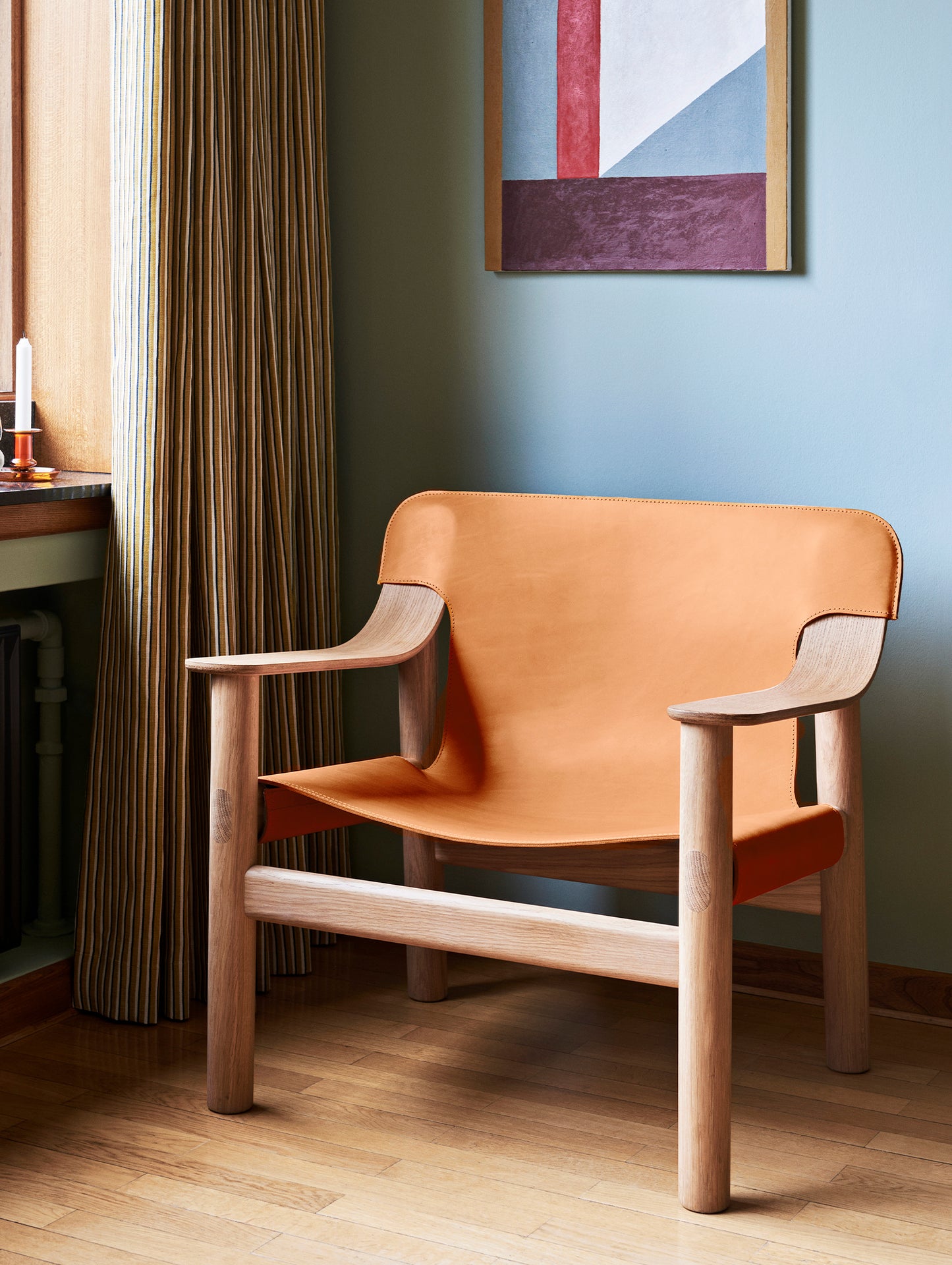 Bernard Easy Chair by HAY - Lacquered Oak (Water-Based) / Brandy Leather Cover