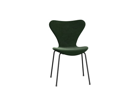 Series 7™ 3107 Dining Chair (Fully Upholstered) by Fritz Hansen - Black Steel / Belfast Forest Green