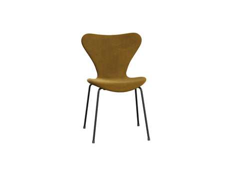 Series 7™ 3107 Dining Chair (Fully Upholstered) by Fritz Hansen - Black Steel / Belfast Soft Ochre