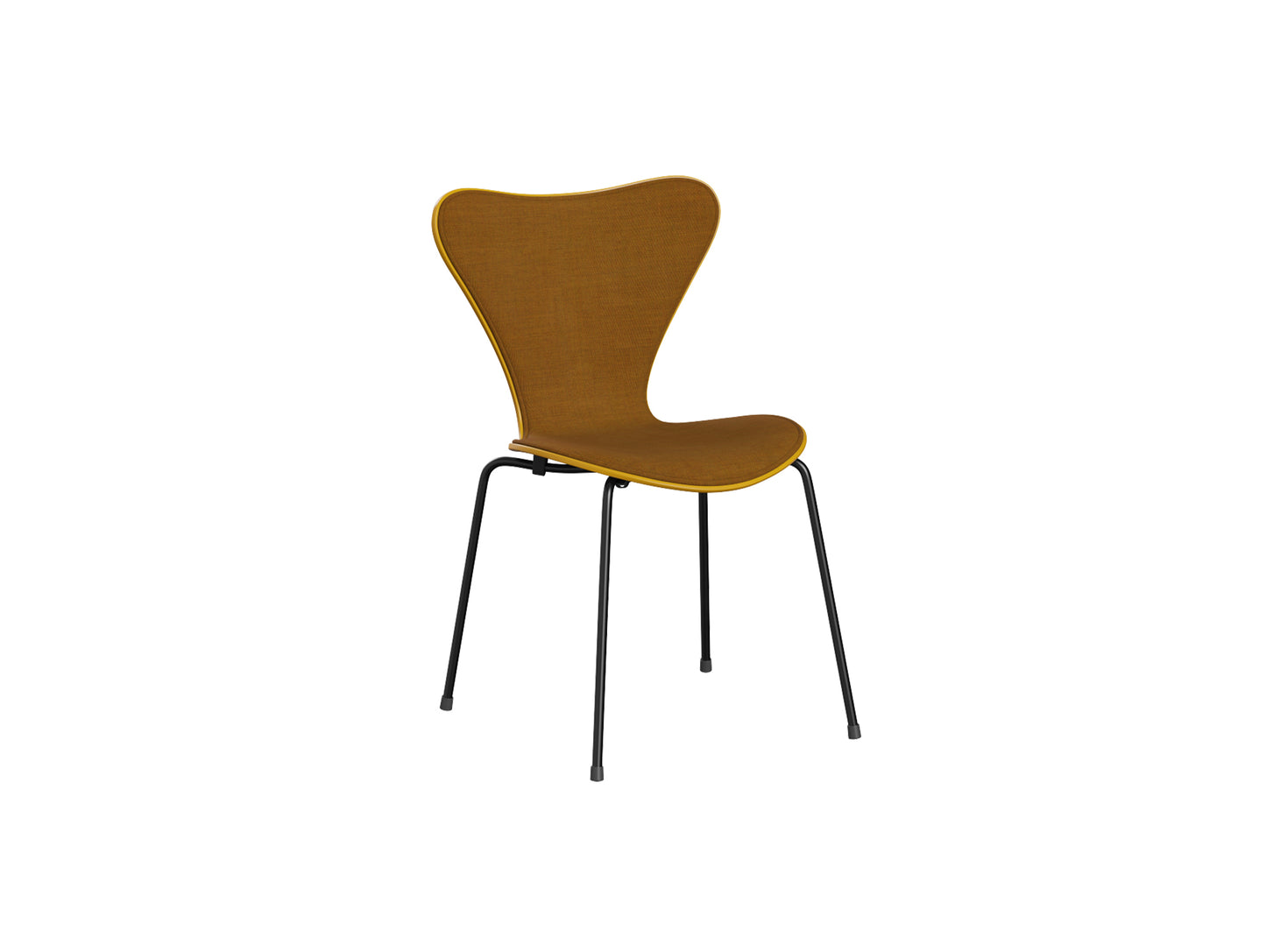 Series 7™ 3107 Dining Chair (Front Upholstered) by Fritz Hansen - Black Steel / Front: Remix 3 422 / Back: True Yellow Lacquered Veneer