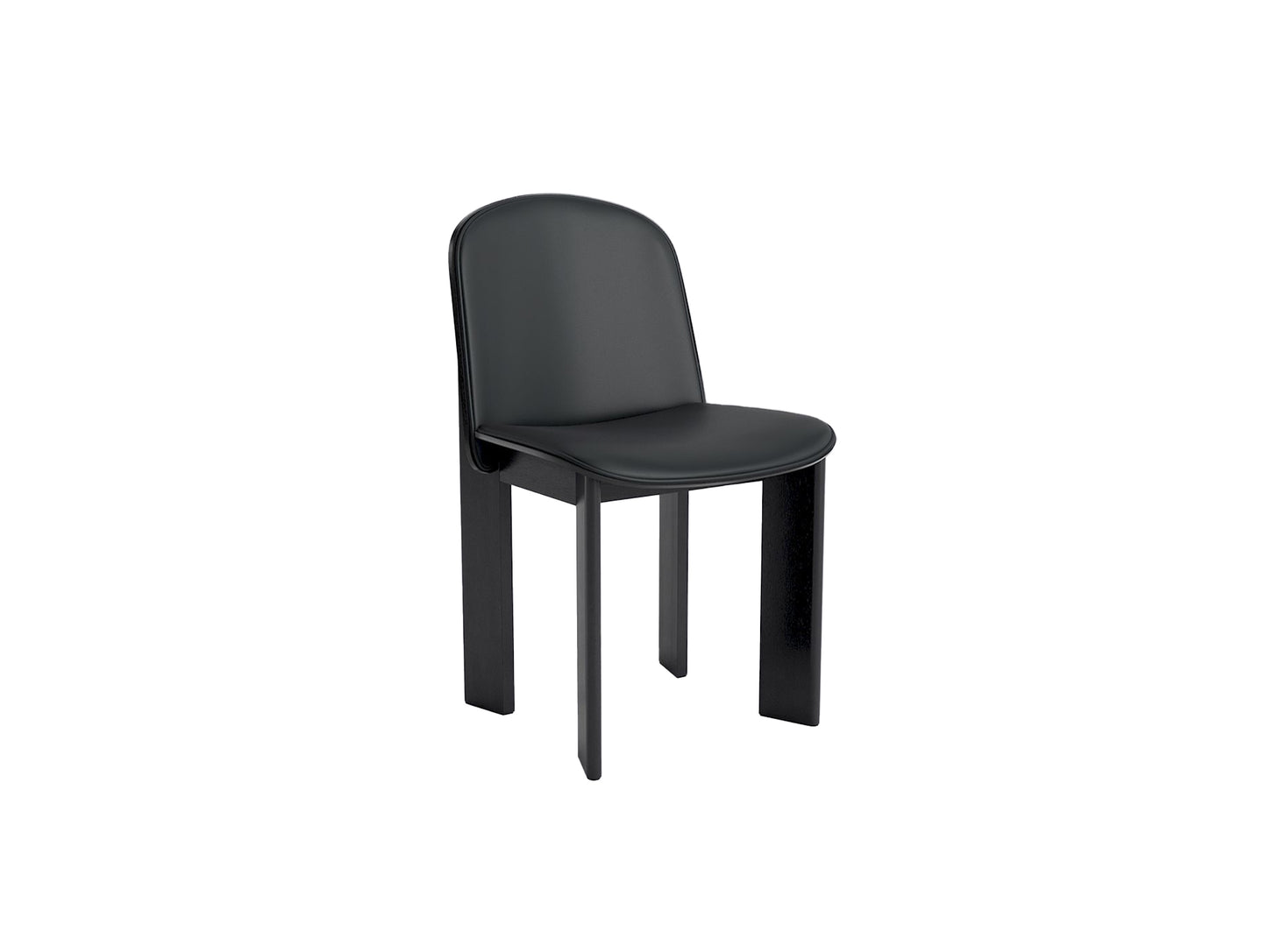 Chisel 65 Chair Front Upholstery by HAY - Black Lacquered Oak / Black Grano Leather