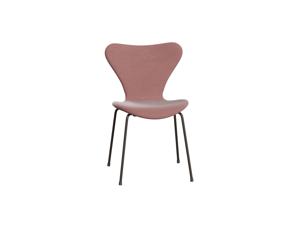 Series 7™ 3107 Dining Chair (Fully Upholstered) by Fritz Hansen - Brown Bronze Steel / Belfase Misty Rose