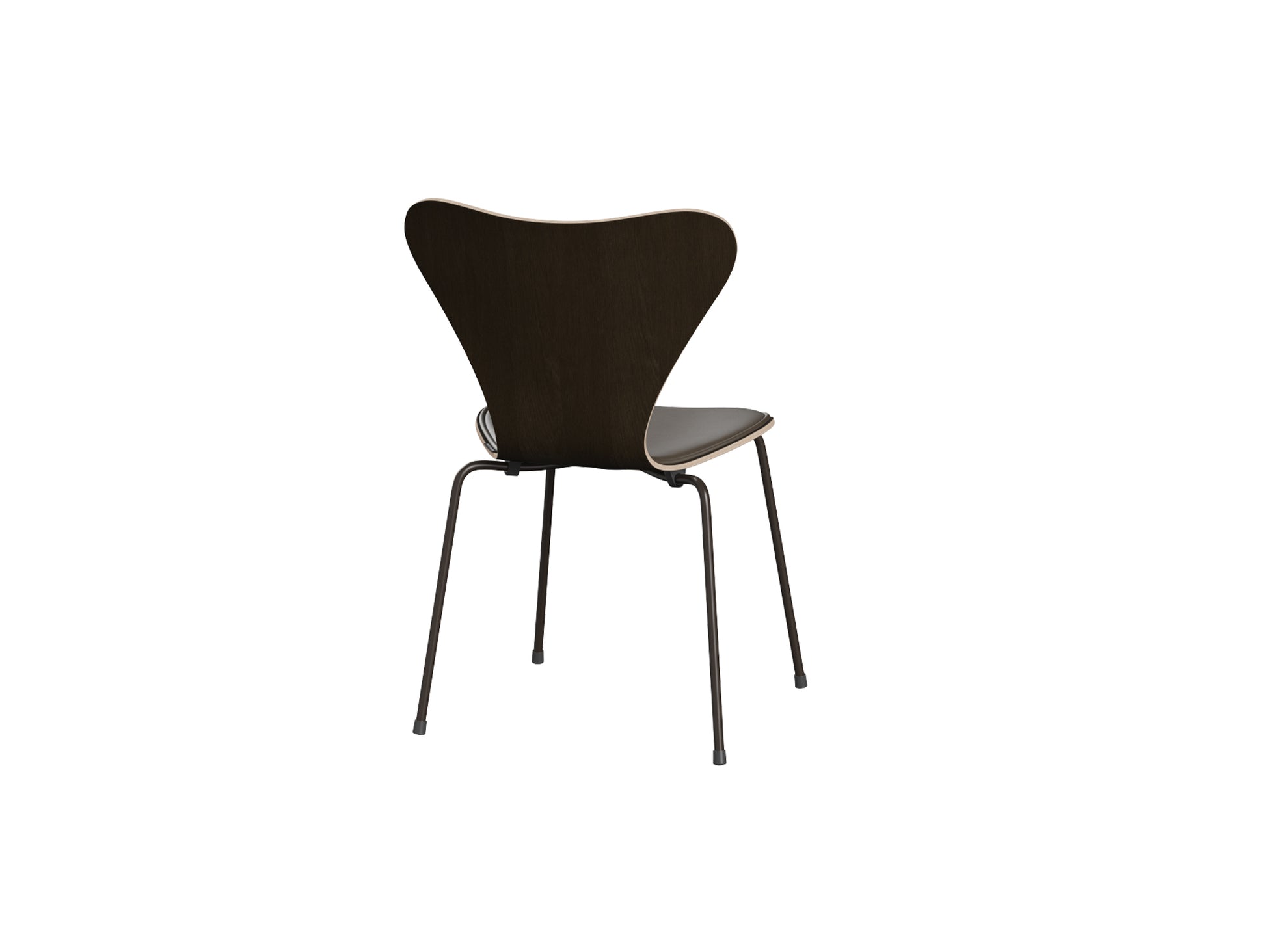 Series 7™ 3107 Dining Chair (Front Upholstered) by Fritz Hansen - Brown Bronze Steel / Front: Essential Stone Leather / Back: Clear Lacquered Dark Stained Oak Veneer