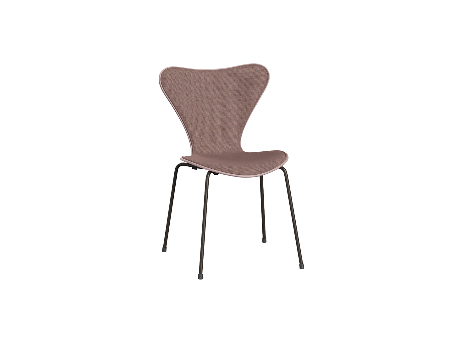 Series 7™ 3107 Dining Chair (Front Upholstered) by Fritz Hansen - Brown Bronze Steel / Front: Re-wool 648 / Back: Pale Rose Lacquered Veneer