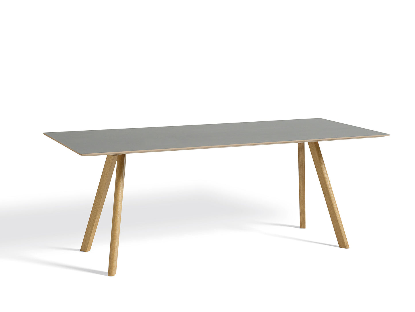 Copenhague Dining Table CPH30 by HAY / 90 x 200 cm / Grey Linoleum top / Oak base (water based lacquer).