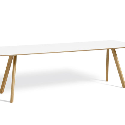 Copenhague Dining Table CPH30 by HAY / 90 x 250 cm / White laminate top / Oak base (water based lacquer).