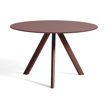 CPH 20 by HAY - Diameter: 120 cm / Bordeaux Lacquered Oak (Water-Based) / Burgundy Linoleum Tabletop