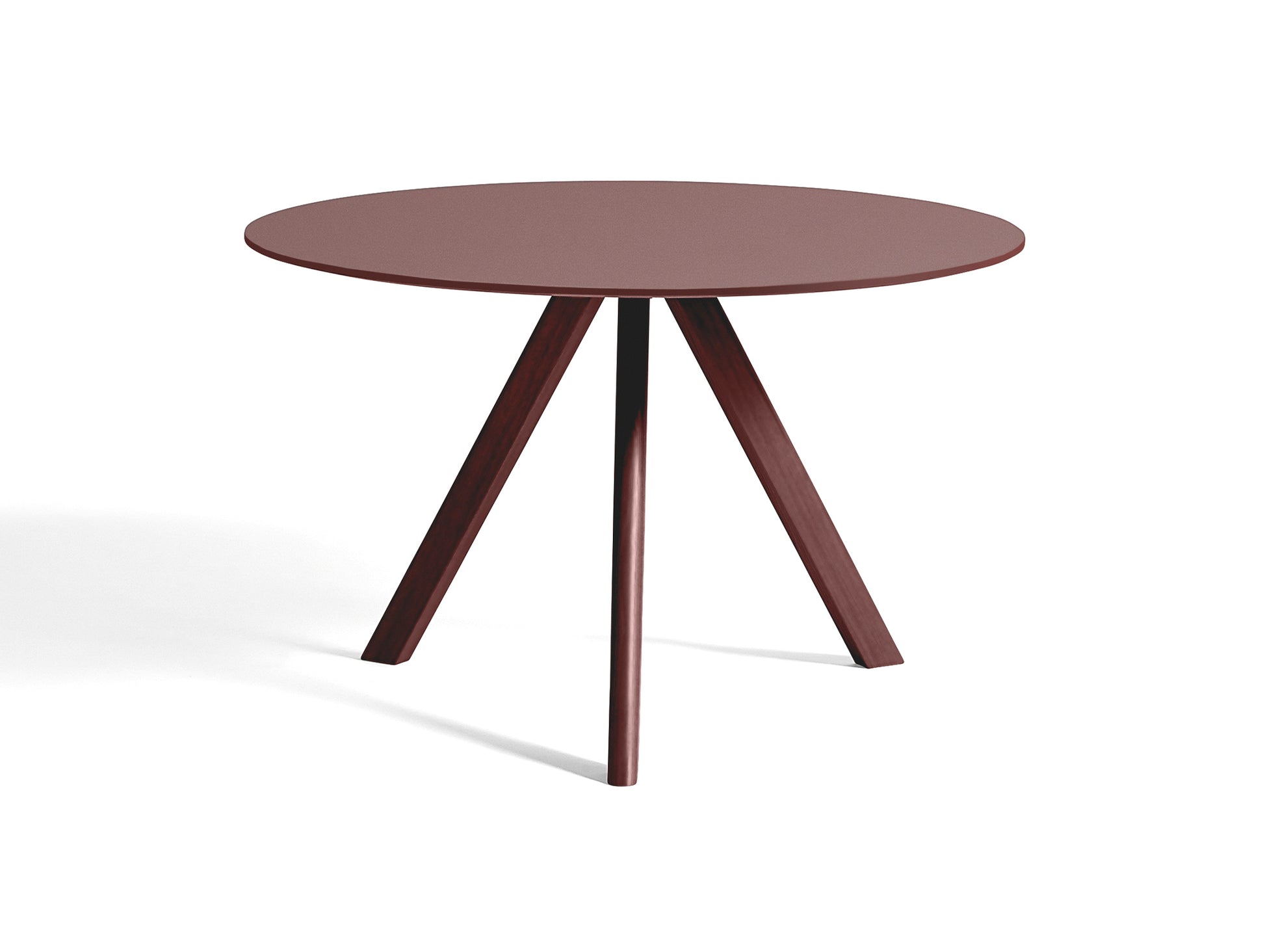 CPH 20 by HAY - Diameter: 120 cm / Bordeaux Lacquered Oak (Water-Based) / Burgundy Linoleum Tabletop