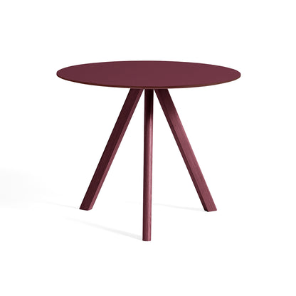 CPH 20 by HAY - Diameter: 90 cm / Bordeaux Lacquered Oak (Water-Based) / Burgundy Linoleum Tabletop