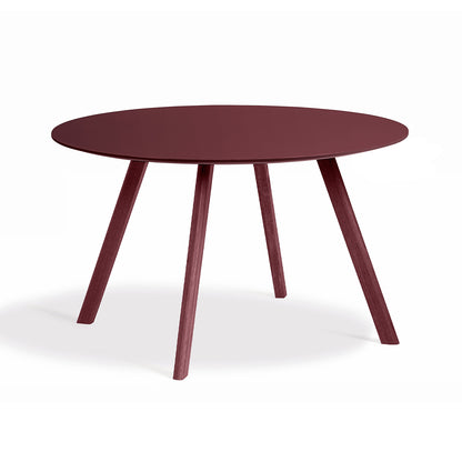 Copenhague Round Dining Table CPH25 by HAY - D120 cm / Burgundy Linoleum Tabletop / Bordeaux Lacquered Oak Base