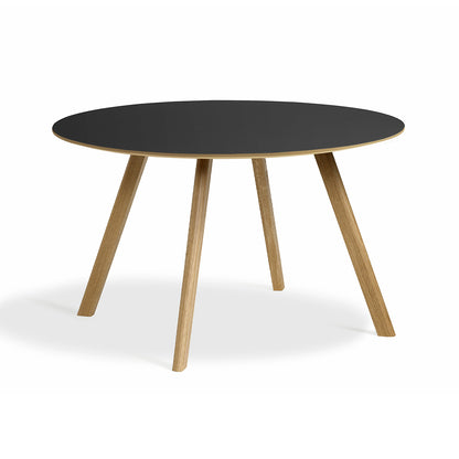 Copenhague Round Dining Table CPH25 by HAY - D120 cm / Black Linoleum Oak Tabletop / Lacquered Oak Base
