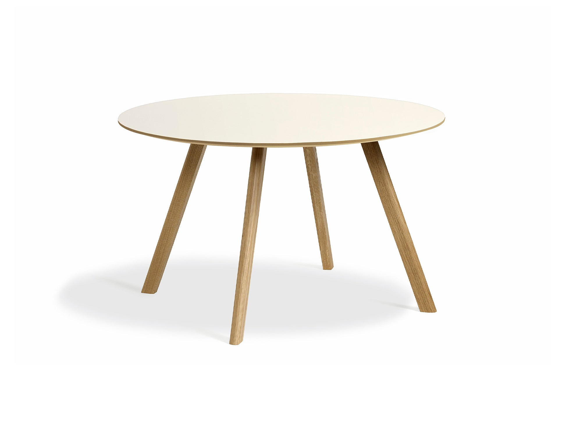 Copenhague Round Dining Table CPH25 by HAY - D120 cm / Off White Linoleum Oak Tabletop / Lacquered Oak Base