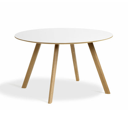 Copenhague Round Dining Table CPH25 by HAY - D120 cm / White Linoleum Oak Tabletop / Lacquered Oak Base