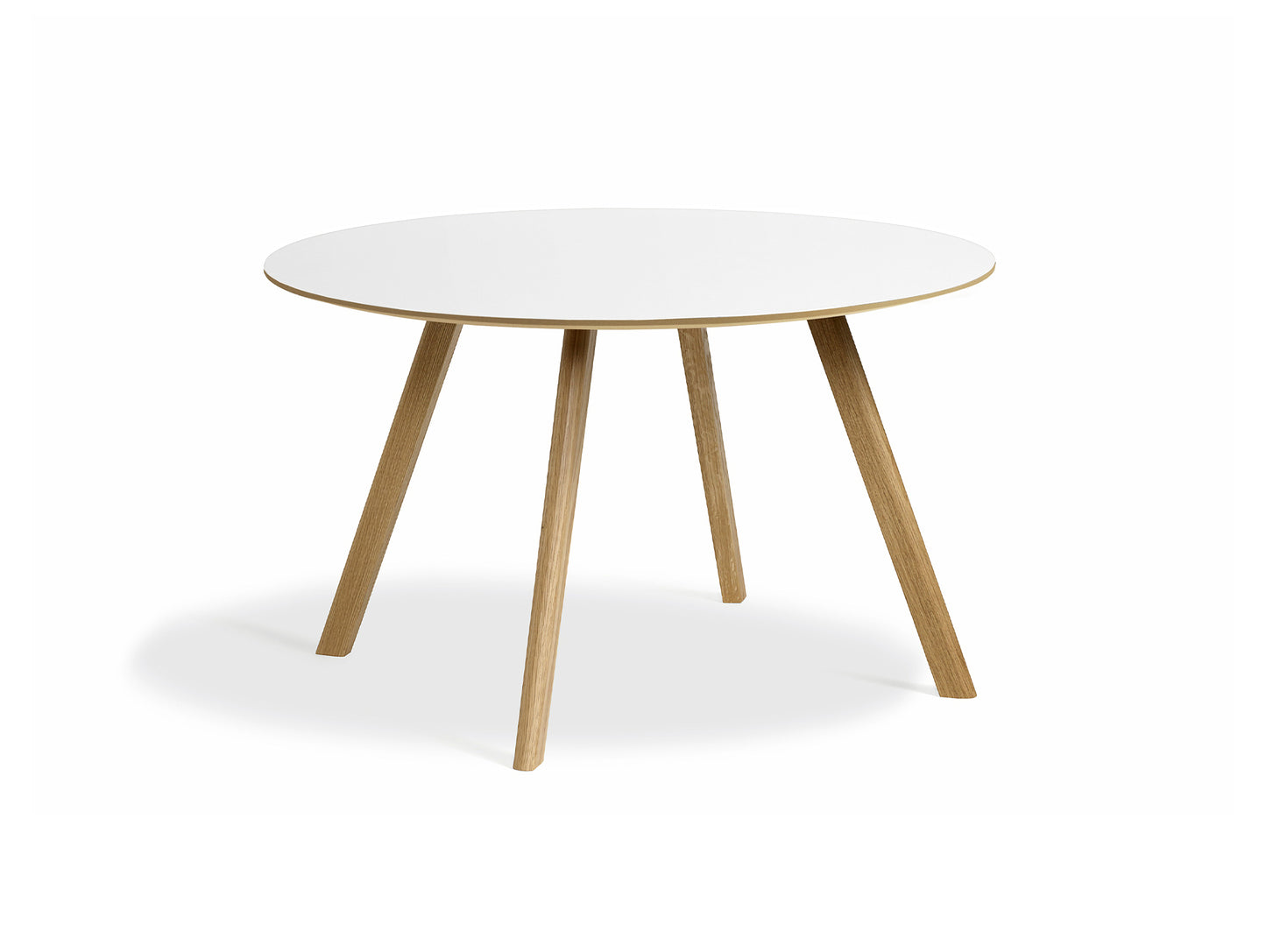 Copenhague Round Dining Table CPH25 by HAY - D120 cm / White Linoleum Oak Tabletop / Lacquered Oak Base