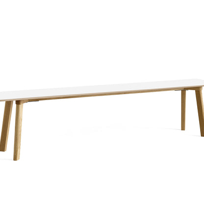 Copenhague Deux Bench CPH215 by HAY - L200 cm / Lacquered Oak Base / Pearl White Laminate