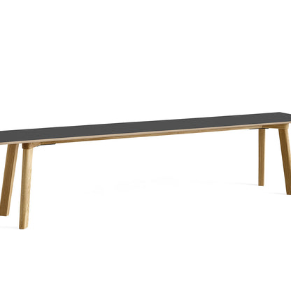 Copenhague Deux Bench CPH215 by HAY - L200 cm / Lacquered Oak Base / Stone Grey Laminate