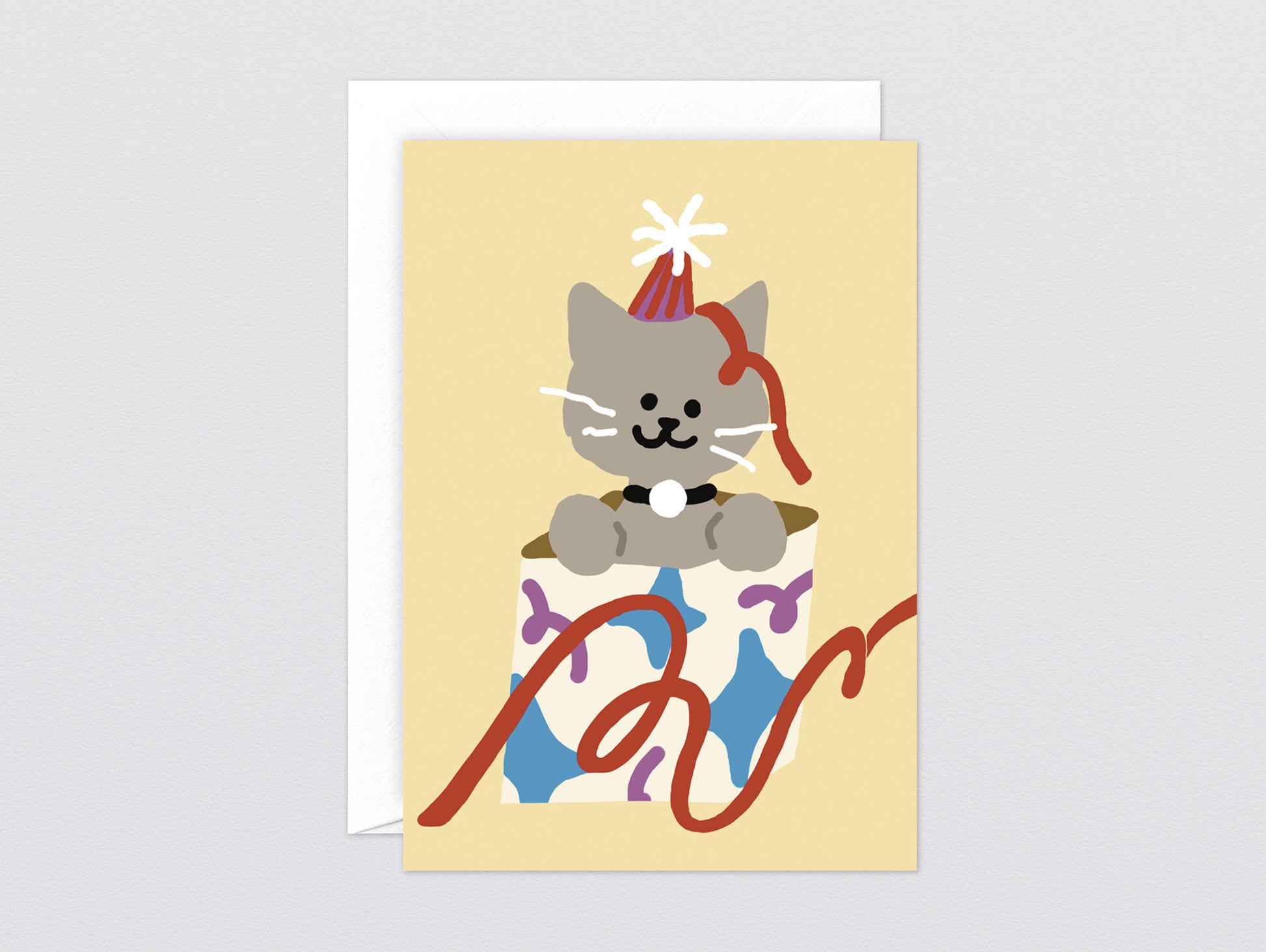 'Cat In A Present' Greetings Card by Wrap