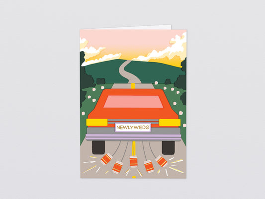 'Newlyweds Car' Greetings Card by Wrap