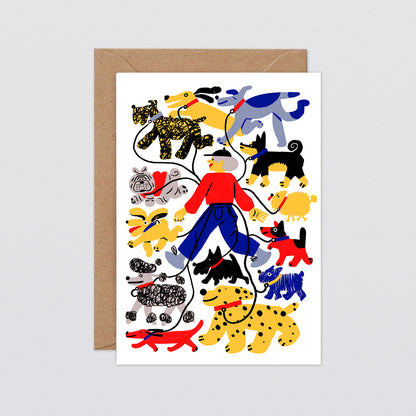 'Dog Walker' Greetings Card by Wrap