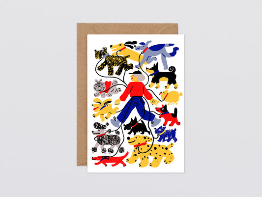 'Dog Walker' Greetings Card by Wrap