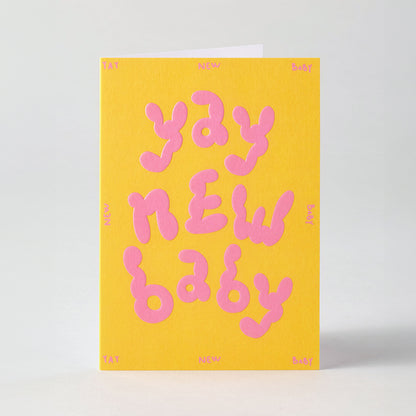 'Yay New Baby' Embossed Greetings Card by Wrap