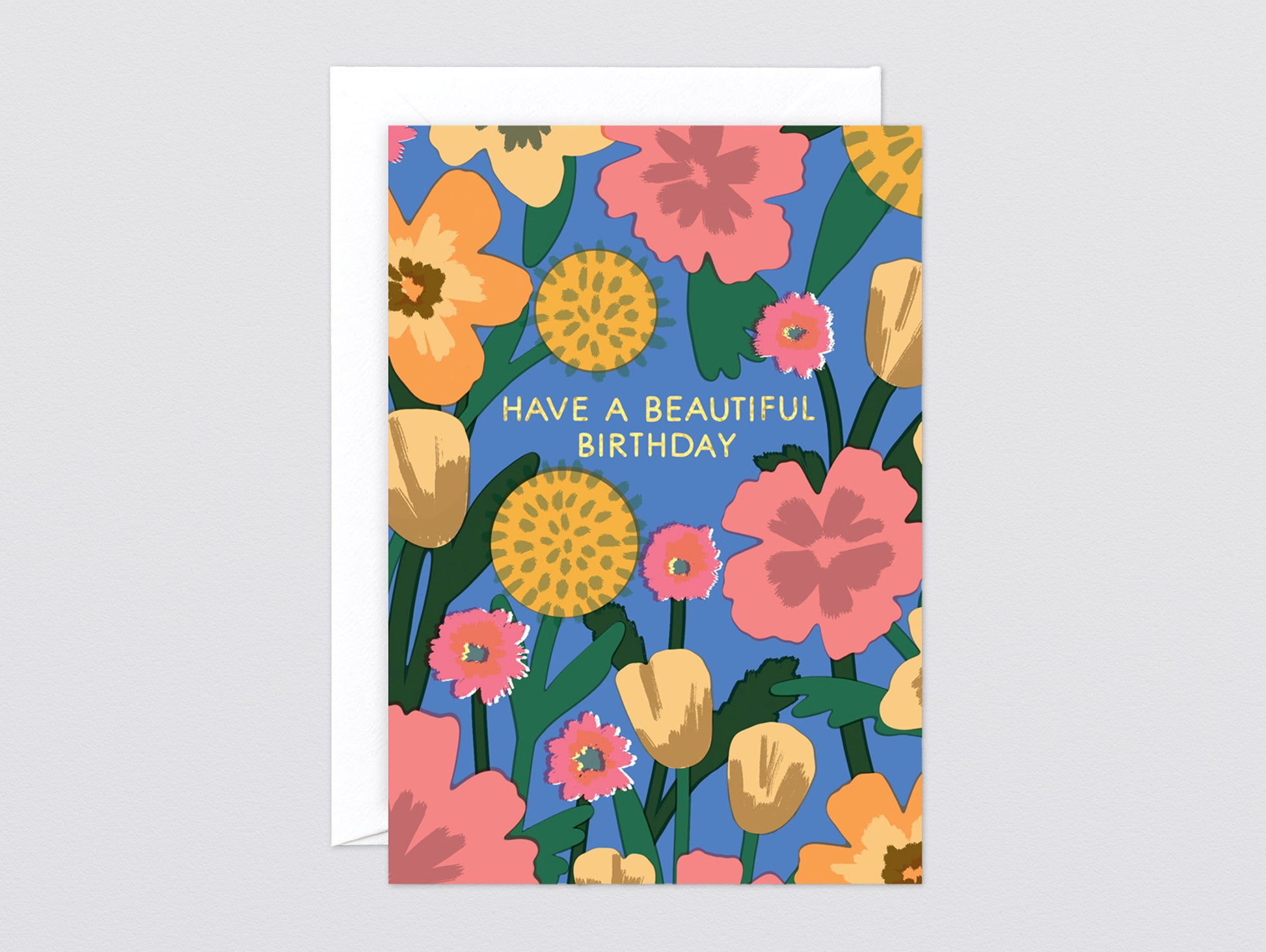 'Celebration Flowers' Foiled Greetings Card by Wrap