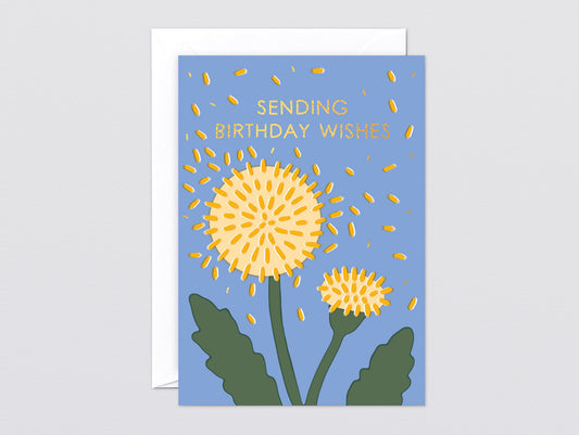 'Birthday Wishes Dandelion' Foiled Greetings Card by Wrap